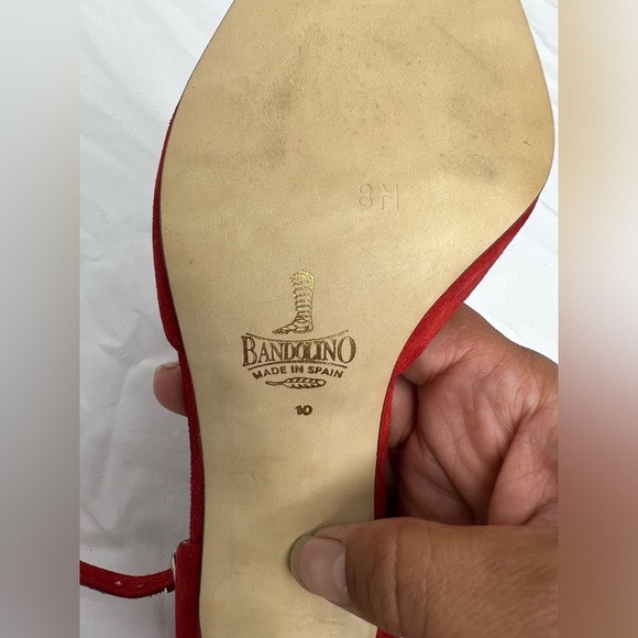 BANDOLINO women’s Red Suede stiletto strappy heels - Picture 4 of 7